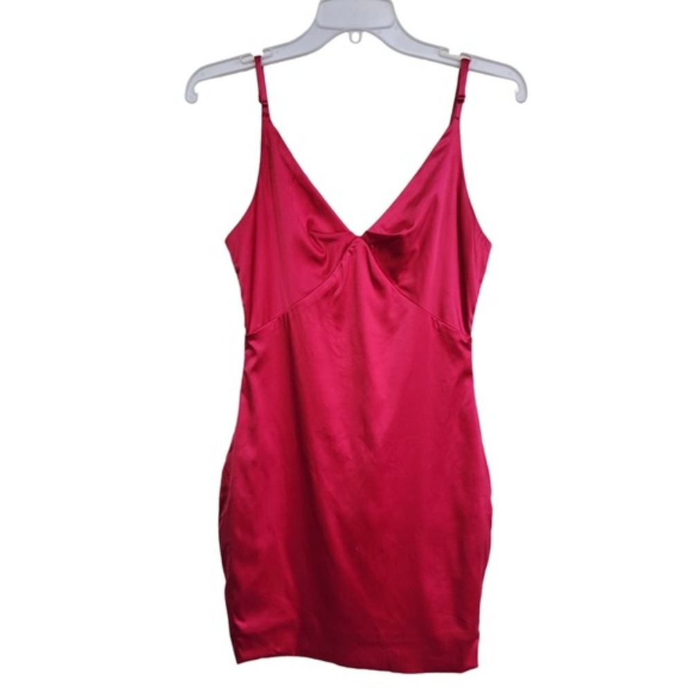Cocktail Party Fuscia Hot Pink Mini Slip Dress Small Short V-Neck Hoco Prom‎